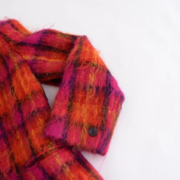 Vintage Jones New York Petites Pink/ Orange 50% Wool 45% Mohair Button Up Jacket - Picture 5 of 13